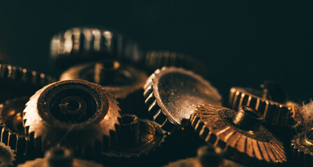 a close up macro photo of clock compontents/gears/cogs