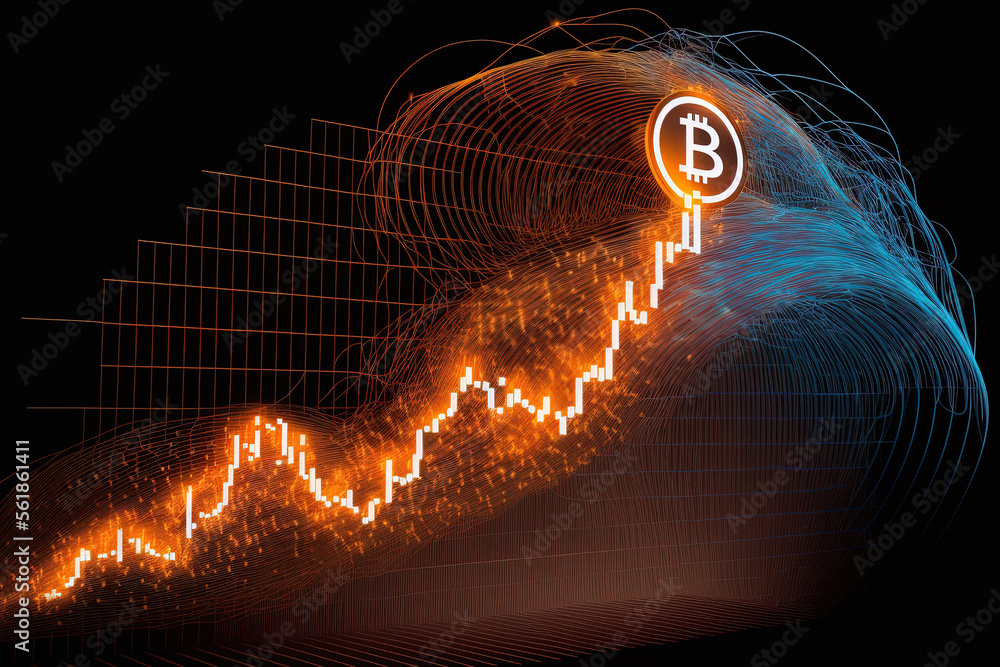 Aufkleber increase in bitcoin stock. the price of bitcoin has sharply increased, as seen in the graph. purchas