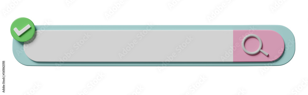 Aufkleber 3d search bar blank with magnifying glass, checkmark isolated. minimal web search engine or web brow