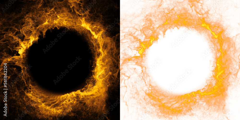 Aufkleber fiery orange spiral of flowing particles, creating a circular illustration with a transparent copy s