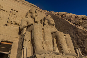 Ramesses II statues at the Great Temple of Ramesses II  in Abu Simbel, Egypt