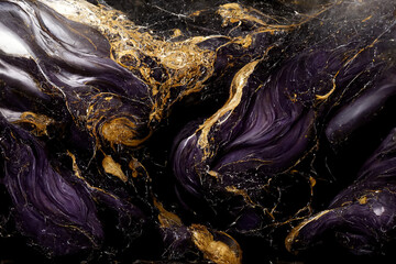 Obraz premium Abstract luxury purple and gold marble background. AI 