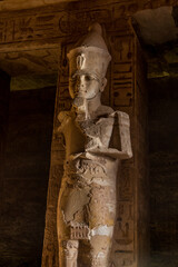 ABU SIMBEL, EGYPT - FEB 22, 2019: Osiride statue of Ramesses II in the Great Hypostyle Hall in the...