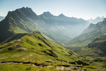landscape in the carnic alps on the border of austria and italy.