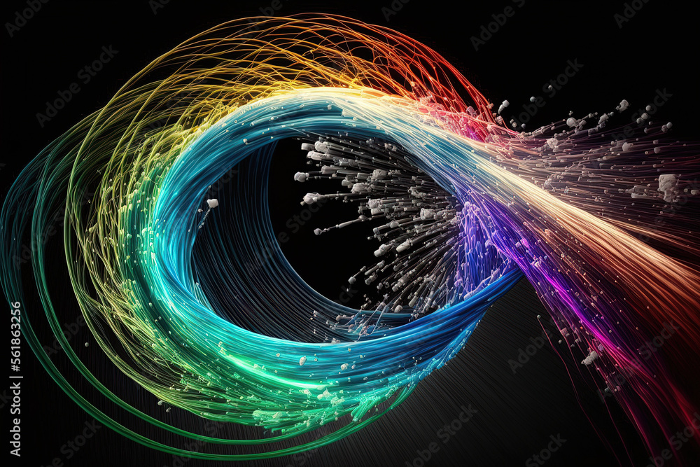 Poster using optical fiber to connect to the internet. idea of a quick internet. generative ai