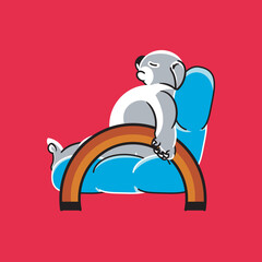 a koala sleeping soundly on the couch