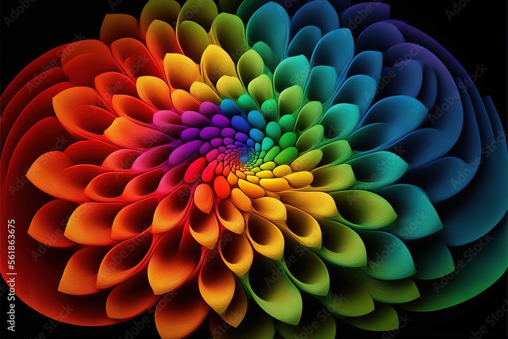 Poster a colorful flower with a black background is shown in this image, it looks like a flower with a rain