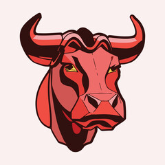 Bull head comic illustration vintage poster