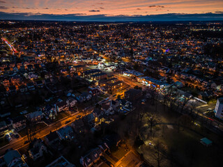 Aerial View Elizabeth New Jersey at night