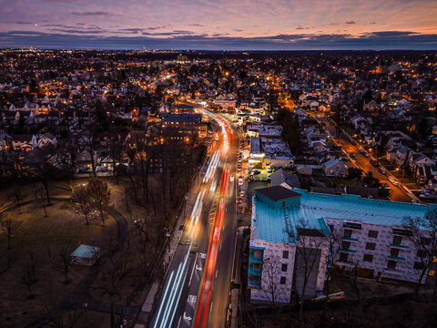 Aerial View Elizabeth New Jersey At Night