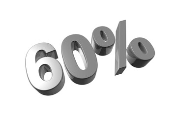60% off discount offer. 3D illustration isolated on transparent background. Promotional price rate