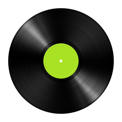 Green vinyl record isolated on white background
