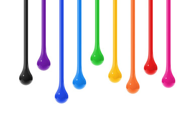 Colorful ink drops on transparent background