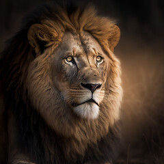 Fototapeta premium portrait of a lion, generative AI