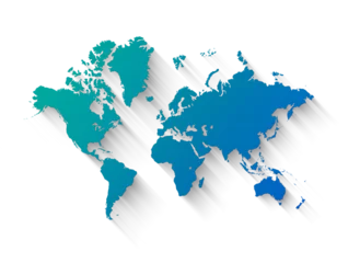 Foto op Plexiglas anti-reflex Blue world map illustration on a transparent background © daboost