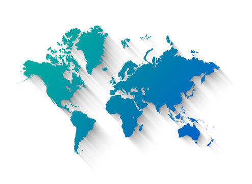 Blue world map illustration on a transparent background