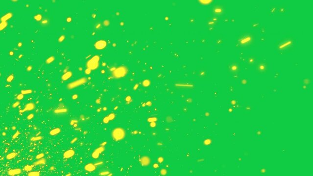  flying dust fire sparks on green screen alpha channel