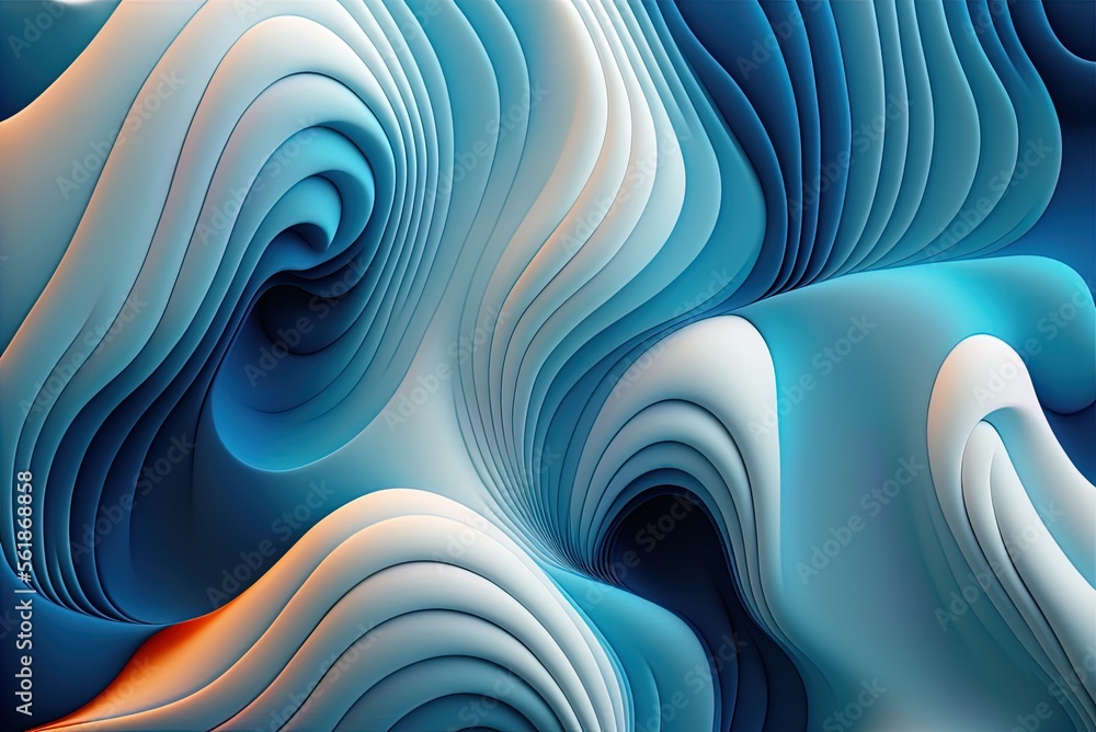 Poster waves of blue and white make a multicolored abstract backdrop. generative ai