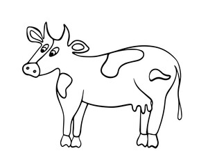 Vector isolated illustration of a cow coloring page.