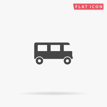Bus flat vector icon. Hand drawn style design illustrations.