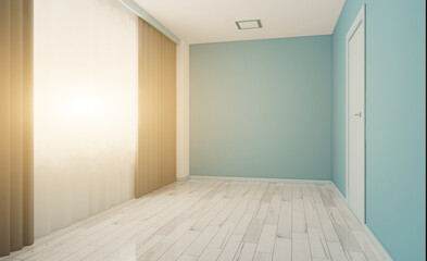 Sunset.. Modern office Cabinet.  3D rendering.   Meeting room