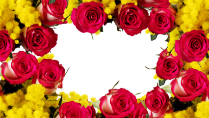 frame of flowers copy space for text with cut out isolated on background transparent