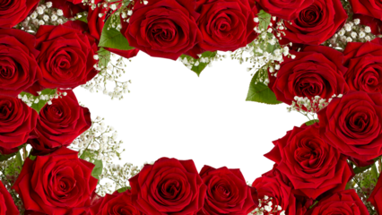 frame of flowers copy space for text with cut out isolated on background transparent