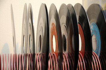 45rpm discs in a rack