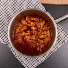 Food preparation chef moment cut sear cook bake season pan fry meat fish cucumber sauce vegetable healthy kitchen