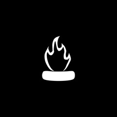 Wood flame  icon isolated on black background.