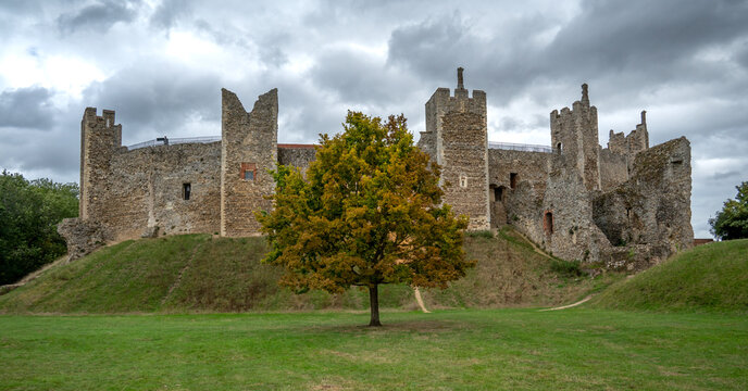 A view of Framlingham Castle, Suffolk, on an autumn day