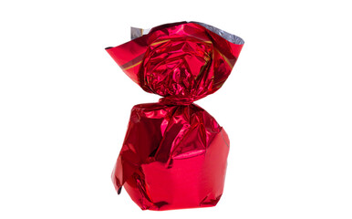 chocolate candies in a wrapper isolated