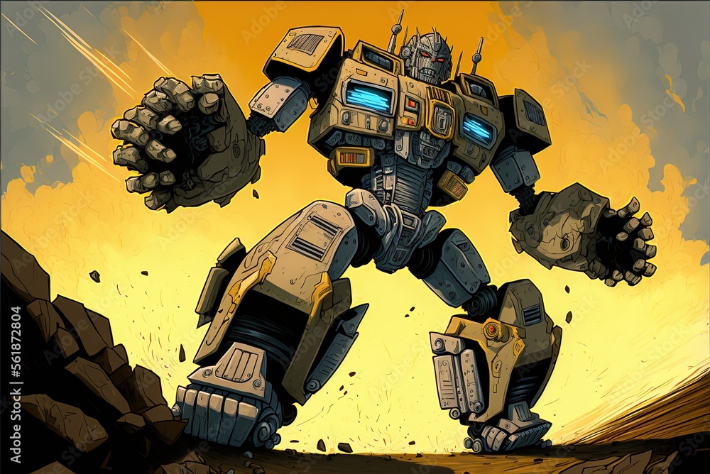 Poster the cyborg robot from the transformers cartoon finally lands. generative ai