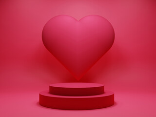 Valentine's Day's Love display podium for mock up and product brand presentation. 3d render