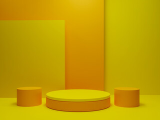 Orange podium and minimal abstract background, 3d rendering geometric shape, Stage for awards on website in modern.