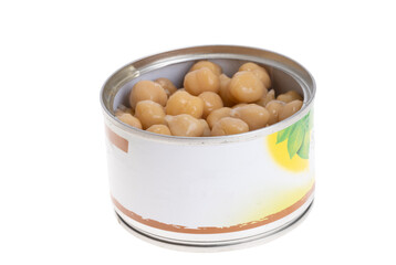 chickpeas in a can isolated