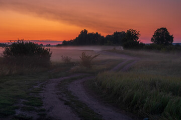 sunrise over the field