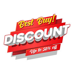 Best Buy Discount Up To 50 Off 3D Red Digits Banner, Template Fifty Percent. Sale, Discount. Grayscale, White Numbers. Illustration Isolated On White Background. - 561873487
