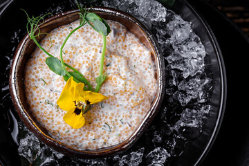 A dish of pike caviar in a bowl 