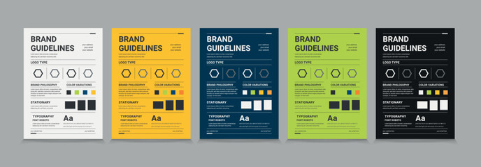 A4 Brand Guidelines poster design, Brand guideline template eps 10 - obrazy, fototapety, plakaty