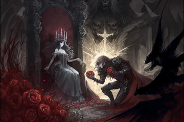 Pure Princess Close to the Devil: Devil Lord Giving his heart to the princess | AI Generated Art by Midjourney