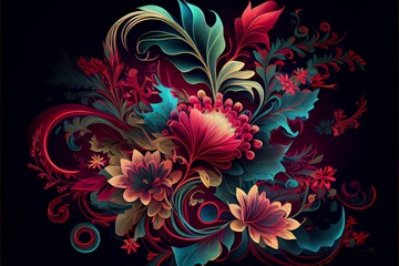 Fototapeta na wymiar Fantasy floral background.. Generative AI
