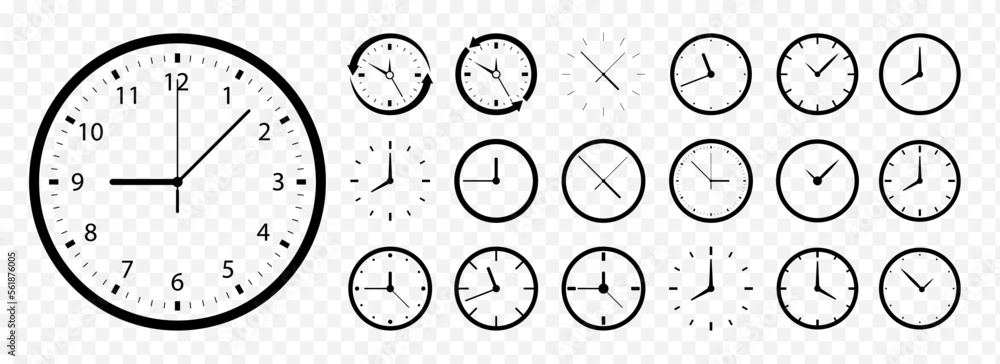 Aufkleber Set of time clock icons. Circle clock icons collection