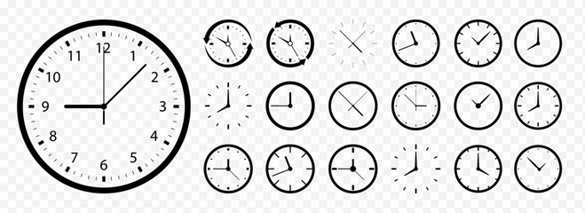 Fototapeta premium Set of time clock icons. Circle clock icons collection