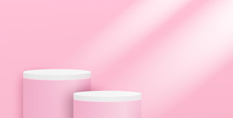 Theme product display podium. product stand on pink background. Vector.