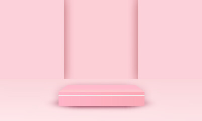 Theme product display podium. product stand on pink background. Vector.