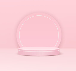 Theme product display podium. product stand on pink background. Vector.