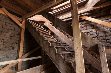 escaleras de madera, escaleras, viejo, edificio, arquitectura, casa, madera, construcción,...