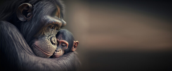 Fototapeta na wymiar banner mamma scimmia