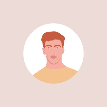 Profile image of male avatar for social networks with half circle. Fashion vector. Bright vector illustration in trendy style.